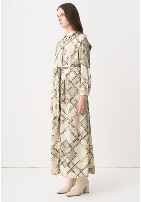 Printed Belted Maxi Dress