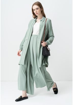 Solid Wide Leg Elastic Waist Culottes