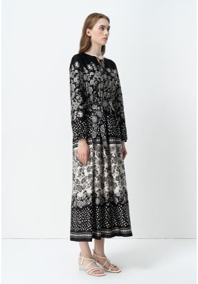 Contrast Floral Printed Maxi Dress