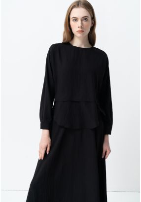 Curved Hem High-Low Blouse