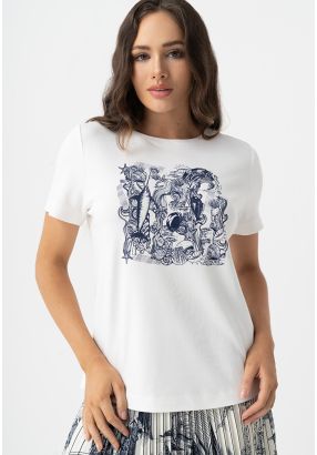 Printed Motif Short Sleeves T-Shirt