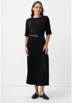 Solid Pleated Skirt
