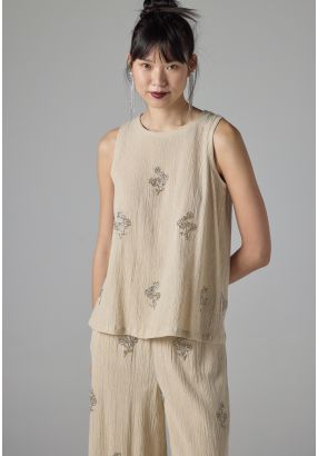Solid Crystal Embellished Blouse 