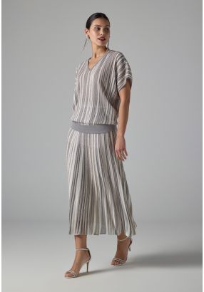 Striped Lurex Maxi Skirt