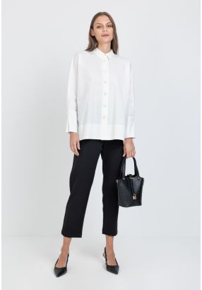 Solid High Waist Pegged Trouser