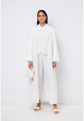 Shawl Collar Schiffli Open Abaya