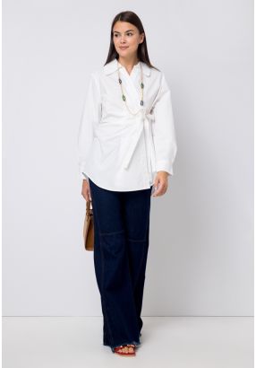 Flared Frayed Hem Denim Trouser
