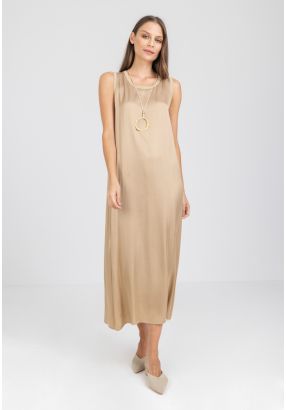 Solid A-line Maxi Sleeveless Dress