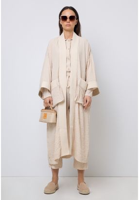 Textured Drop Shoulder Open Abaya