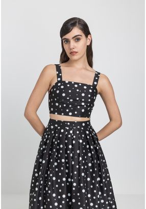 Polka Dot Sleeveless Cropped Top