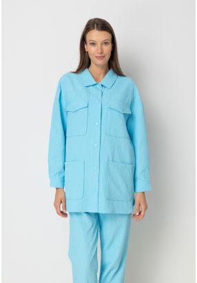 Solid Textured Patch Pocket Shirt
