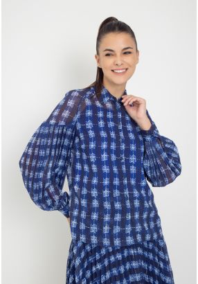 Printed Pleated Sleeve Shirt Set (2 PCS)