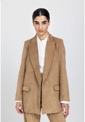 Stylish Solid Corduroy Blazer