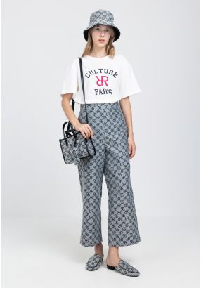 Monogram Print Wide leg Trouser