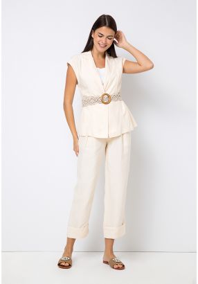 Folded Hem Wide Leg Trouser