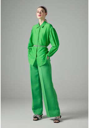 High-Waist Solid Wide Legs Trousers