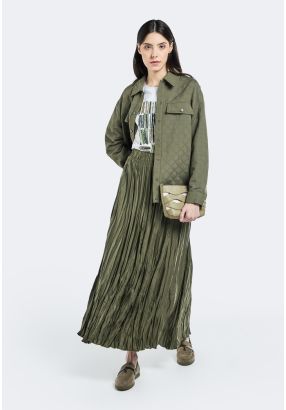 Crinkled Pleated Maxi Skirt