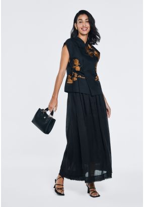 Raw-Edge Flared Skirt