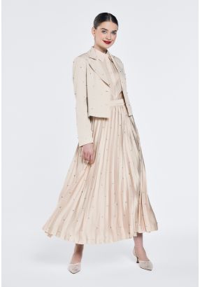 Crystal Embellished Pleated Skirt