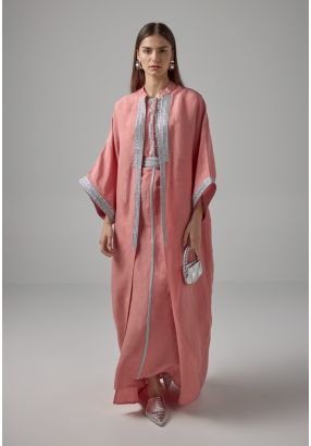 Long Kimono Sleeves Mirror Embroidered Abaya