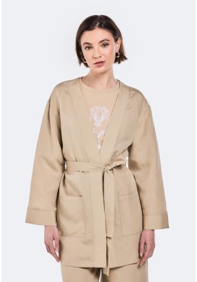 Solid Belted Kimono