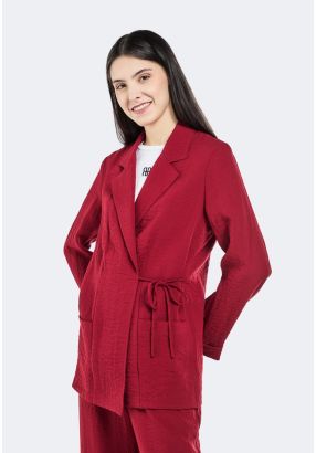 Crinkled Wrap Notched Collar Jacket