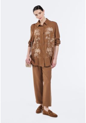 Crinkled Elastic Waist Trousers