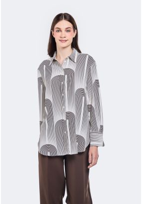 Linear Pattern High-Low Shirt