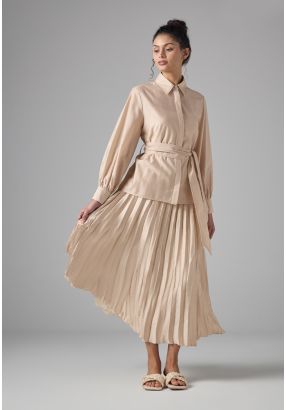 Solid Pleated Skirt