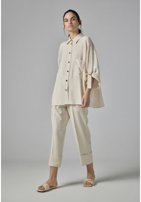 Folded Hem Solid Trouser