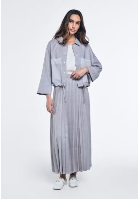 Lurex Checked Pleated Skirt