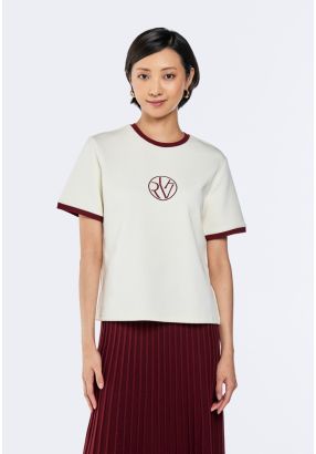 Embroidered T-Shirt With Contrast Panels