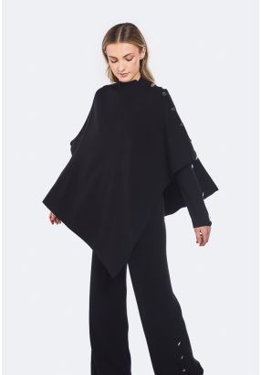 Knitted Asymmetrical Hem Poncho
