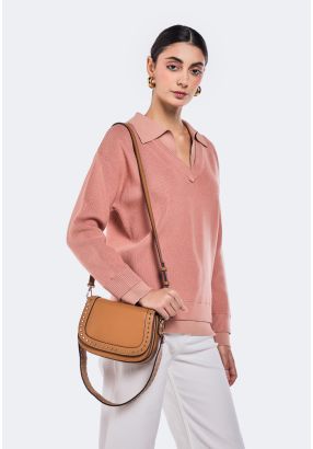 Double Collar Ribbed Sweater
