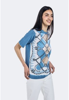 Rope Print Knitted T-Shirt