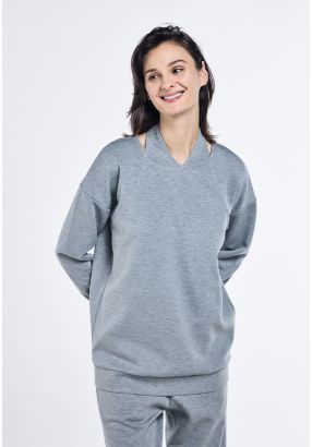 Solid Overlay Jersey Blouse