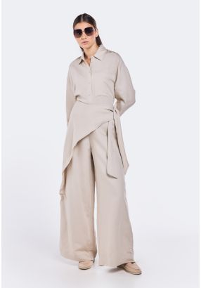 Wrap Linen Palazzo Trousers
