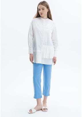 Long Solid Trouser With Faux Pocket