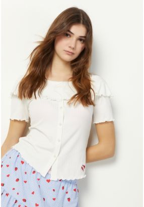 Solid Knitted Square Neck Blouse