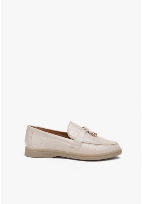 Charms Embellished Textured Loafers