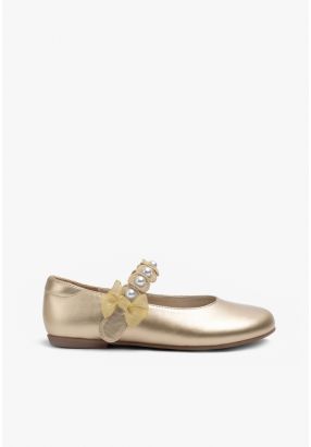 Solid Floral Flat Strap Shoes