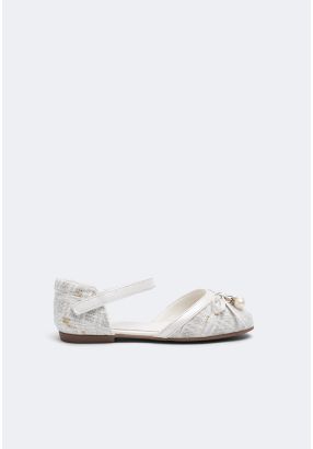 Tweed Flat Ankle Strap Shoes