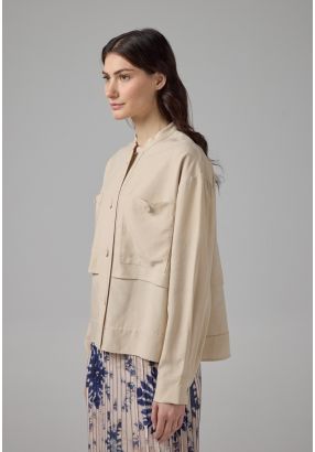 Front Pockets Solid Jacket
