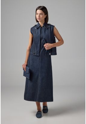 Sleeveless Denim Midi Dress