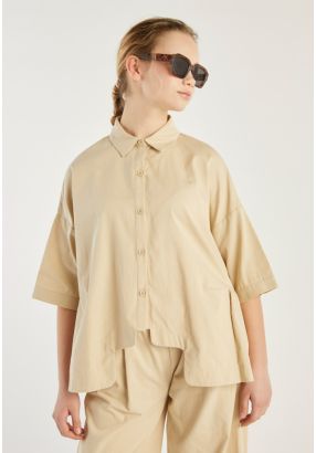 Pleated Details Short Sleeves Shirt