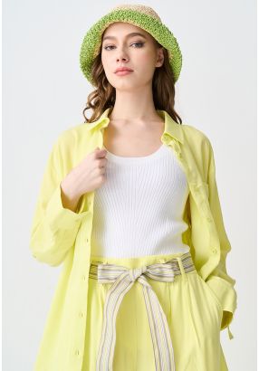 Solid Shirt With Button Tab Sleeve