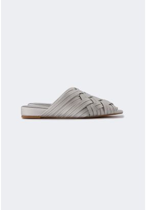 Metallic Intricate Peep Toe Mules