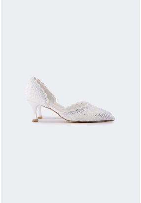 Crystal Embellished Lace Heels