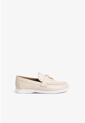 Faux Ostrich Leather Loafers