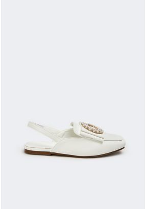 Faux Pearls Embellished Mules